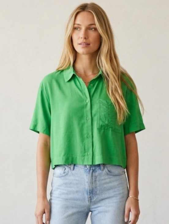Jason Wu Tops - Jason Wu Green Short Sleeve Button Down Size Medium